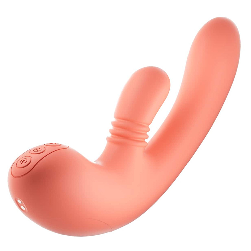 Коралловый вибратор-кролик 27см с ротацией Amovibe Vibella Rabbit Vibrator