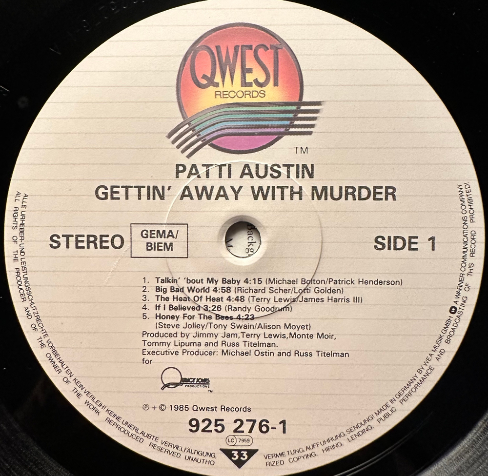 Patti Austin - Gettin' Away With Murder (Германия 1985г.)