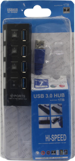 Smartbuy <SBHA-7304-B> 4-port USB3.0  Hub  с выключателями