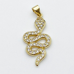 Подвеска Змея, позолота, фианиты, размер 31*14 мм, цена за 1 шт