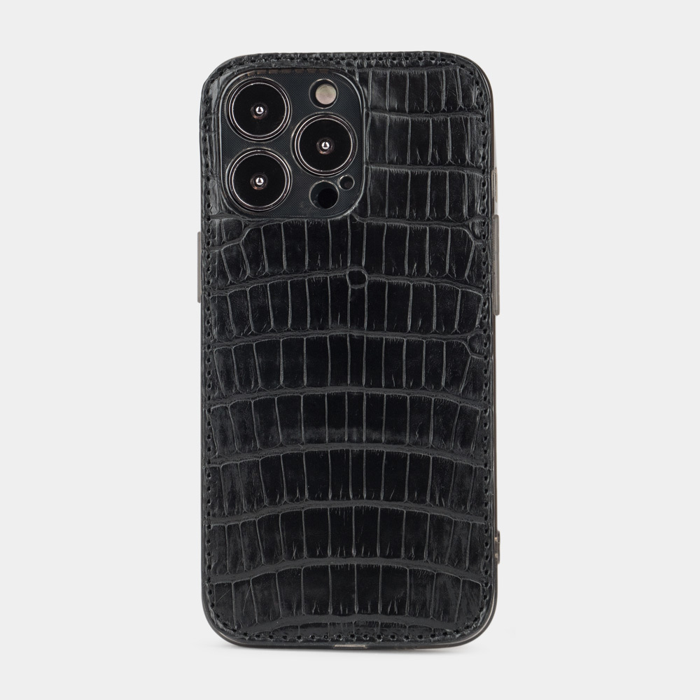 Чехол кожаный для iPhone 13 Pro черного цвета