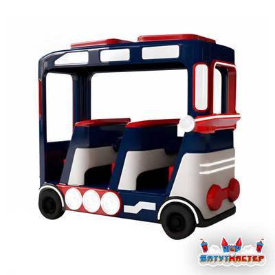 Детский поезд безресльсовый «Синий жужжик», 3 вагона, 19 мест, для ТРЦ