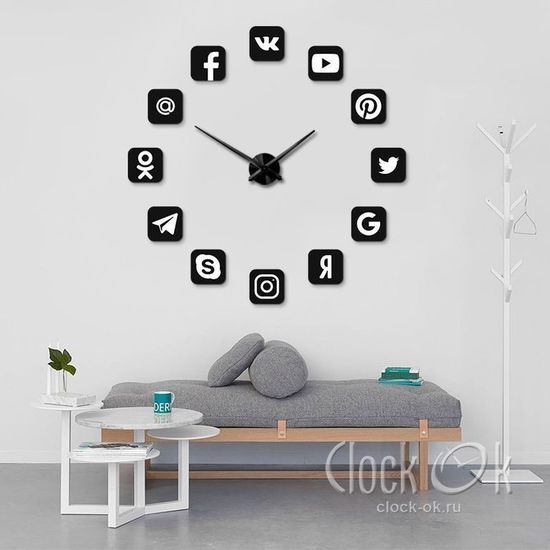 Настенные 3D часы Социальные сети