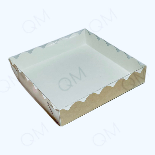 Коробка для печенья и пряников 150*150*30 мм (белый/крафт), 50шт