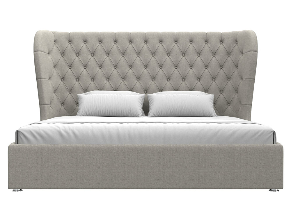 Кровать интерьерная Далия 200, Амур 02 бежевый, Рогожка, 123079