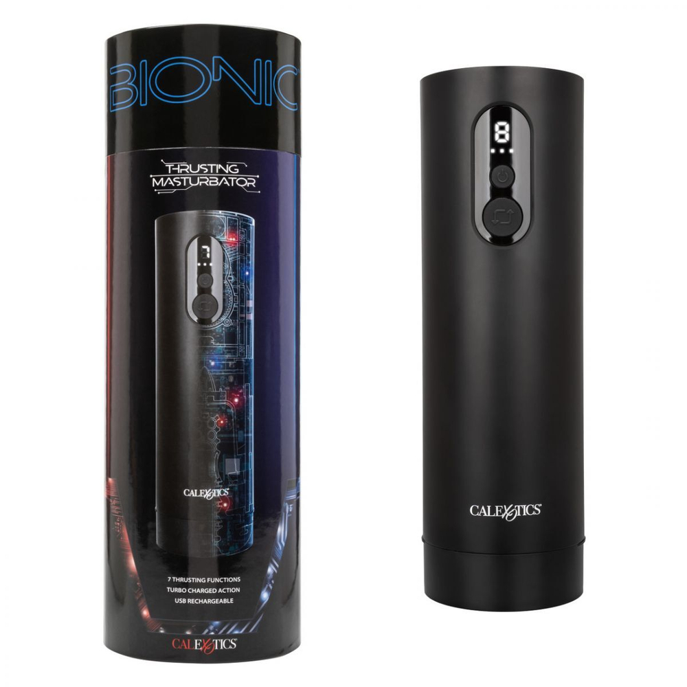 Мастурбатор Thrusting Masturbator с возвратно-поступательными движениями (Цвет: черный)