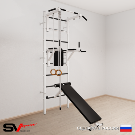 Шведская стенка Sv Sport 584 (Турник стандарт/Брусья/Скамья/Канат/Кольца)