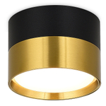 Светильник накладной,  GX53,  D85xH60мм,  IP20,  черное основание,  латунный плафон,  без лампы