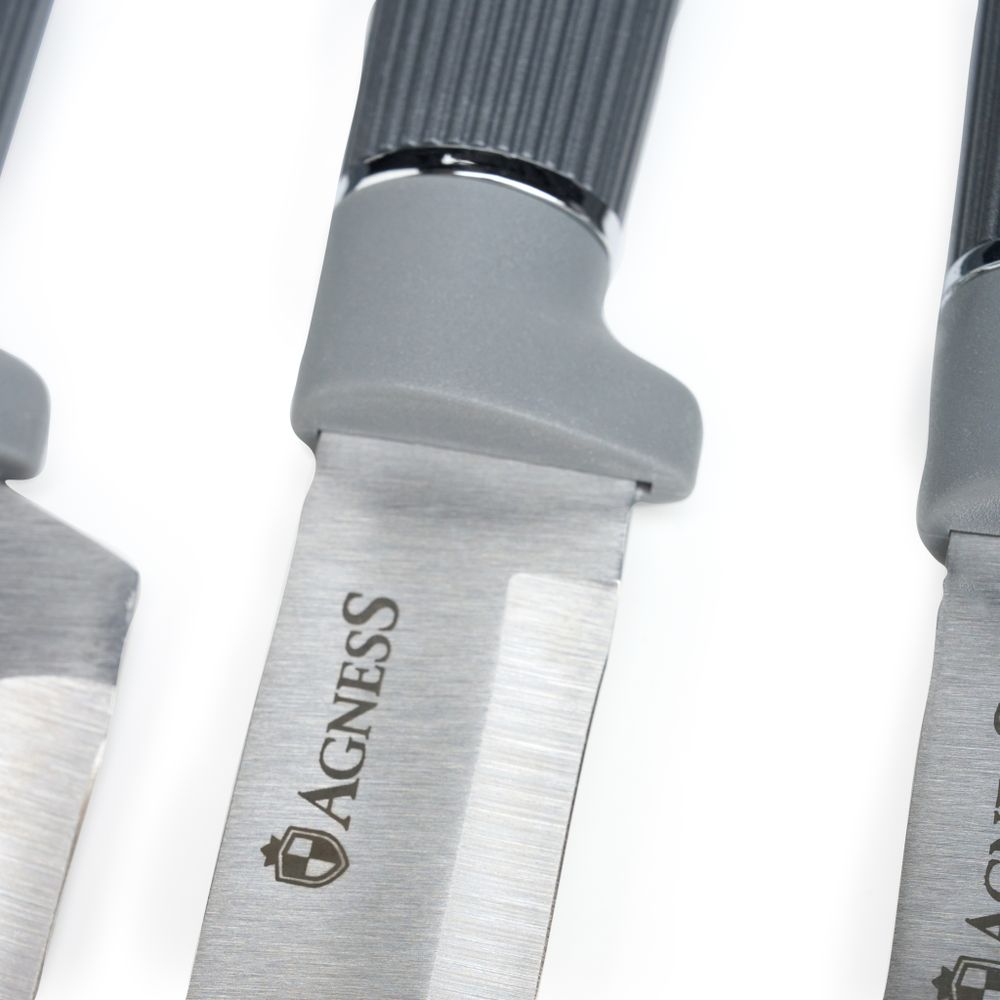 НАБОР AGNESS ИЗ 12ПР: 5 НОЖЕЙ,ДОСКА,ПОДСТАВКА,ПОЛОВНИК,ЛОЖКА,ЛОПАТКА,ШУМОВКА,ЛОЖКА ДЛЯ СПАГЕТТИ