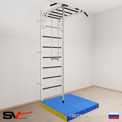 Шведская стенка Sv Sport усиленная 6354 (Турник рукоход/Канат/Трапеция/Мат 1м)