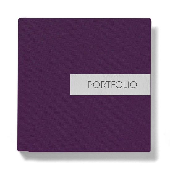 25x25 фотокнига с льняной обложкой "Violet" с металлической вставкой