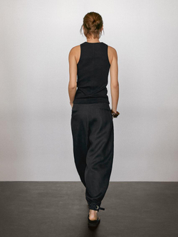 Massimo Dutti Топ из смесового хлопка с горловиной халтер, черный