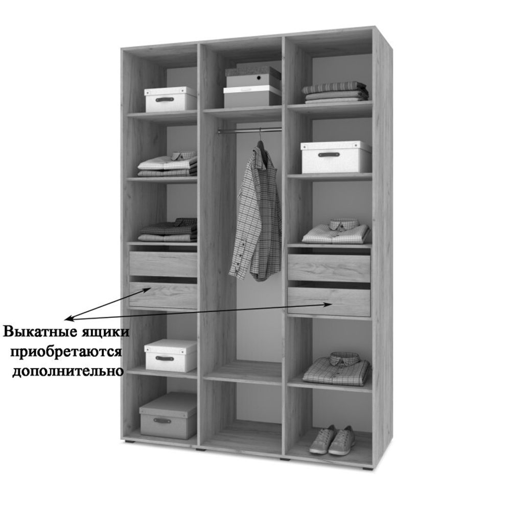 Шкаф трехстворчатый Стоун С32 (1 штанга) ЛДСП, Модериум, г. Ижевск