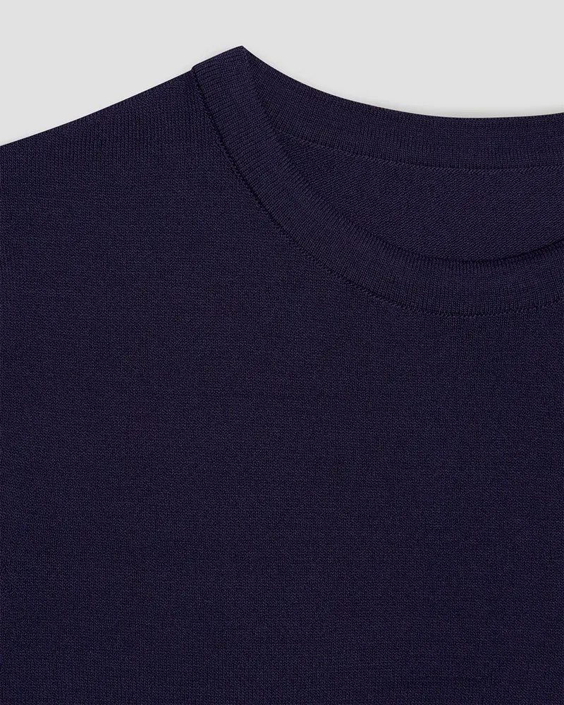 Темно-синяя футболка из вискозы с рубчиком