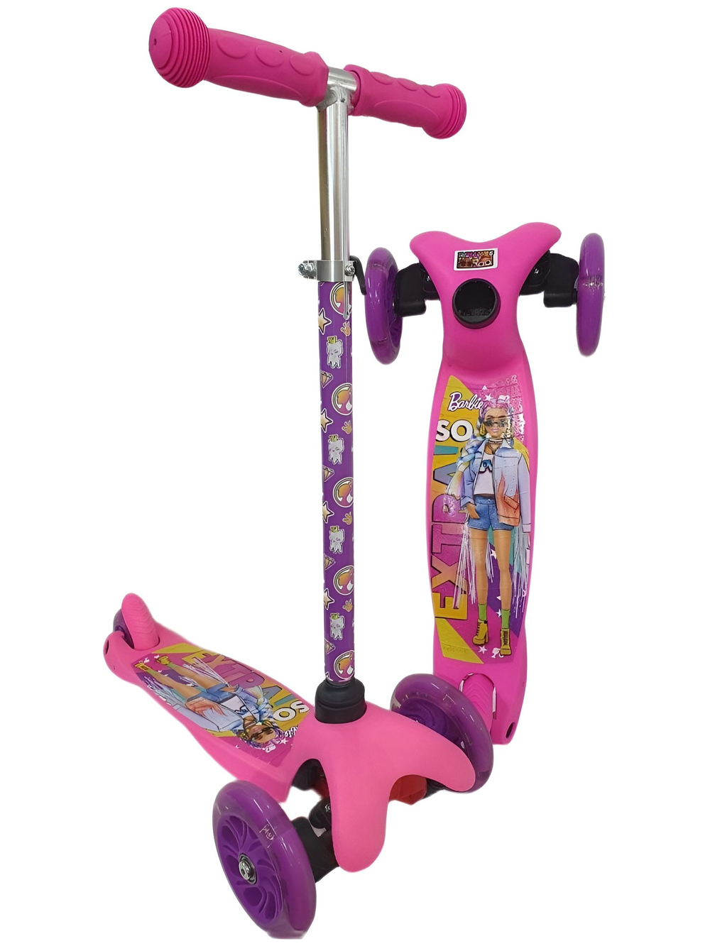 Самокат детский "Световые колеса", трехколесный, регулировка руля, розовый