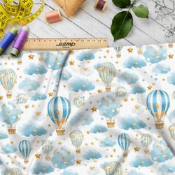 Ткань премиум атлас воздушные шары в облаках