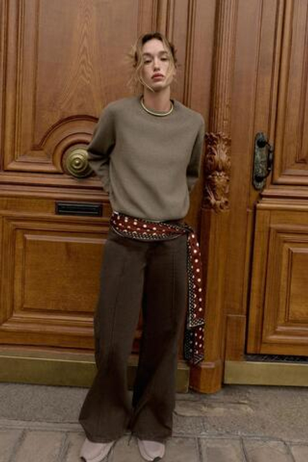 ZARA ОДНОТОННЫЙ СВИТЕР, НЕЙТРАЛЬНЫЙ РОЗОВО-СЕРЫЙ