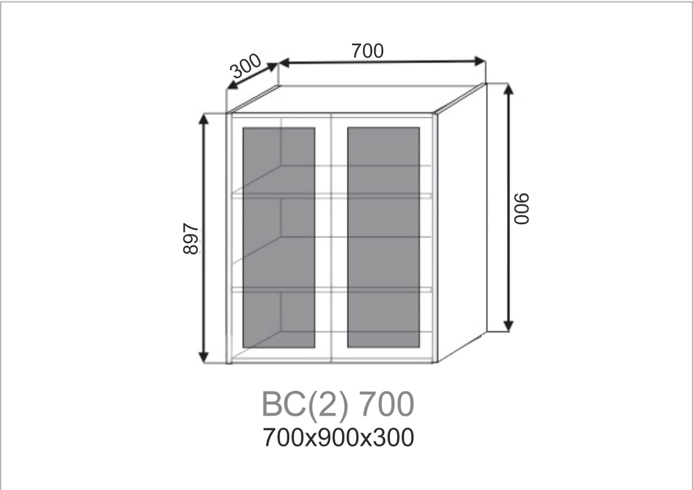 Шкаф верхний со стеклом Павла ВС(2) 700