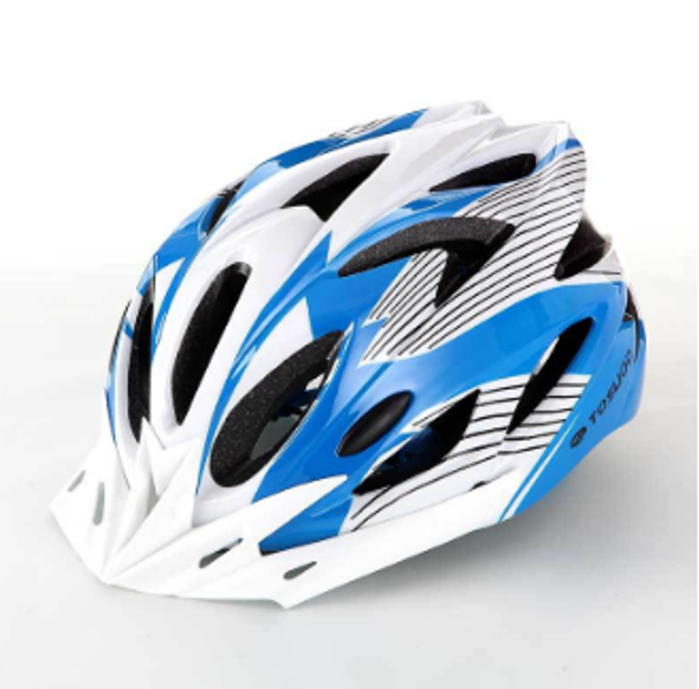 Шлем велосипедный P-016B (L 56-61 см) 18 отверстий, 200 гр. синий-белый