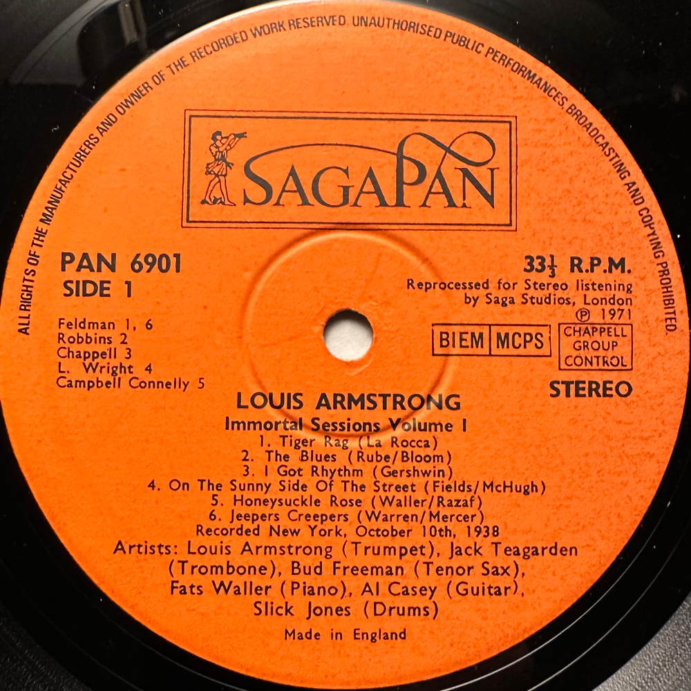 Louis Armstrong - Immortal Sessions Volume 1 (Англия 1971г.)