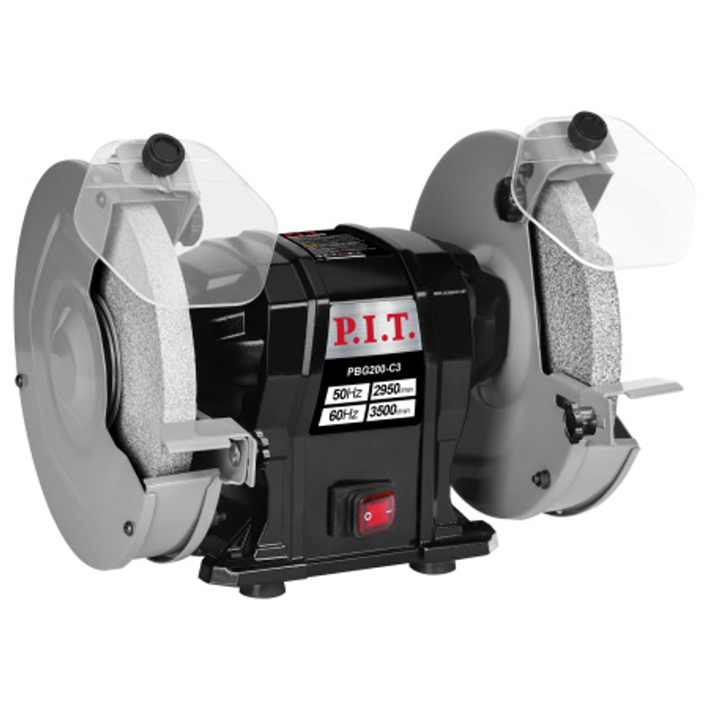 Станок точильный электрич. P.I.T. PBG200-C3 (500Вт, 2950об/мин, Ø200х12,7х20/200х16х20мм, пылезащ.)