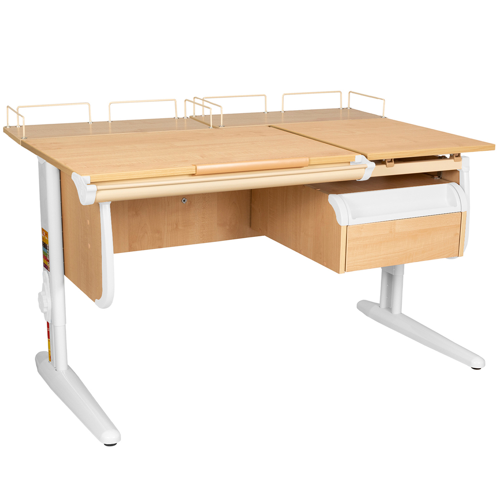 Растущая парта Дэми СУТ 25 с задними полками СУТ.15.210 и навесной тумбой (1200×880 мм)