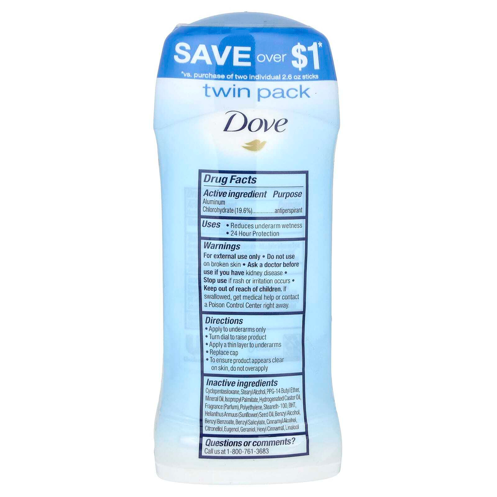 Dove, Дезодорант-антиперспирант, Original Clean, 2 упаковки по 74 г (2,6 унции)