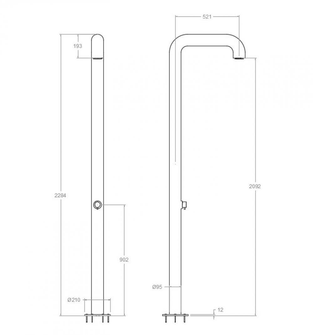 Уличный душ нержавеющая сталь COLEX1CUC медь