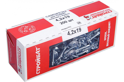 САМОРЕЗЫ СТРОЙБАТ Д/ТОН/ПЛАСТ ОЦ С БУРОМ 4,2Х19 200ШТ 005131