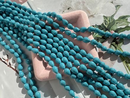 Нить бусин для украшений Капля 9,5х13,5мм, "Майорка-Голубая" (имитация)