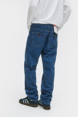 Джинсы прямые мужские синие Men Straight Dark blue