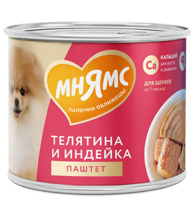 Мнямс для щенков "Правильное развитие" Паштет из телятины и индейки 200гр