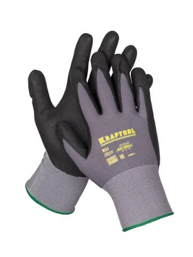 KRAFTOOL XL перчатки, 15 класс, эластичные перчатки со вспененным нитриловым покрытием для точных работ, 11285-XL Expert