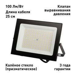 Прожектор светодиодный уличный ЭРА PRO LPR-062-0-65K-100 100Вт 10000лм 6500К IP65 призма