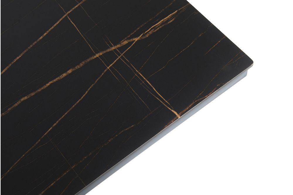 "Рио" стол из HPL 300х120см, цвет столешницы "черный мрамор", угол R3мм