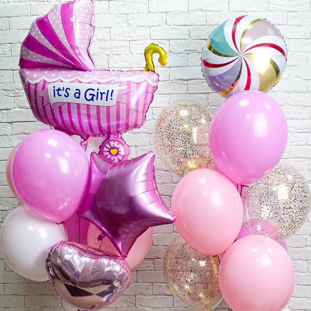 Композиция из шаров на рождение девочки