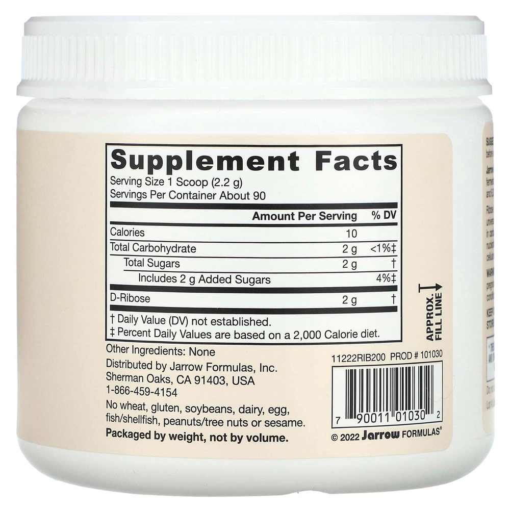 Jarrow Formulas, Веганская D-рибоза, 200 г (7,05 унции)