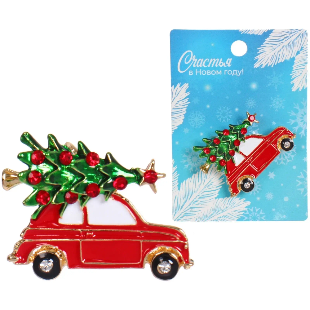 Брошь новогодняя «Best Podarok - Красный Жигули», 2.6*3,2см