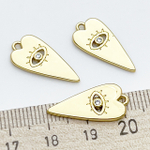 Подвеска Сердце, позолота, фианит, размер 21*10 мм, цена за 1 шт