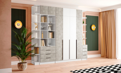 Шкаф Мадрид (0,8) с 2 ящ. внутри без зеркала белый/ателье светлое