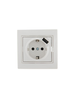 Розетка 1-м СП Mira 16А с заземл. + USB разъем бел. LEZARD 701-0202-181