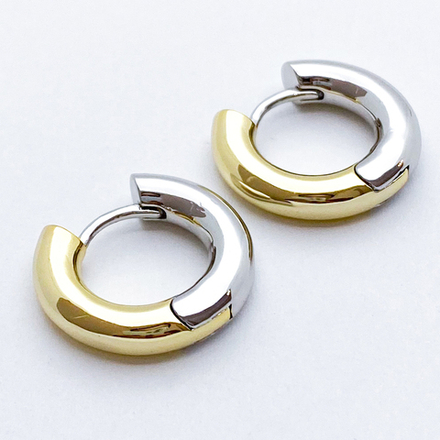 Ювелирные швензы Конго, родиевое покрытие и позолота (биколор), размер 20*4 мм, цена за пару