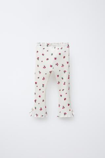 ZARA ЛЕГИНСЫ FLARED В РУБЧИК С ПРИНТОМ, ЭКРЮ
