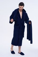 Халат мужской с полотенцами 1163 синий Nusa