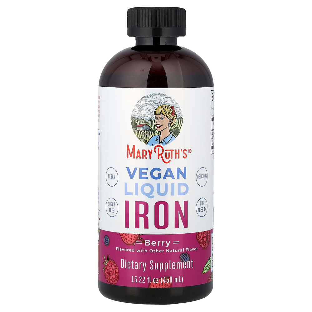 MaryRuth's, Веганское жидкое железо, для детей от 4 лет, ягоды, 450 мл (15,22 жидк. унц.)