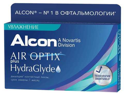 Ежемесячные контактные линзы Air Optix plus HydraGlyde (уп. 3 линзы)