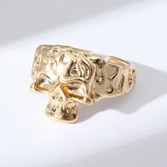 Кольцо "Настроение" череп, цвет золото, безразмерное