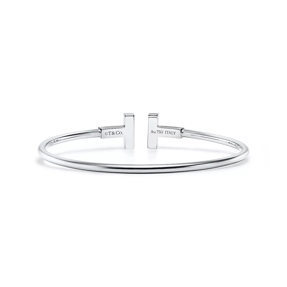 Браслет из белого золота18 k, с бриллиантами и бирюзой, Tiffany 💙 T wire diamond, В наличии