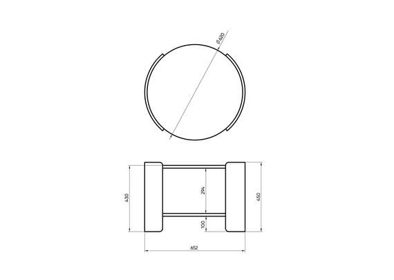 Столик Lagom Stone D 65 см высота 45 см (камень LC, натуральный дуб)