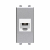 Телефонная розетка RJ-12 без шторки модульная, "Avanti", "Закаленная сталь", 1 модуль